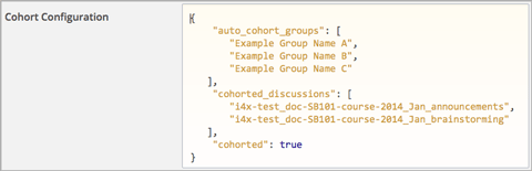 Cohort Configuration dictionary field with the cohorted_discussions key defined