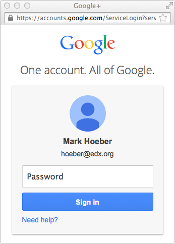 Image of the Google login page