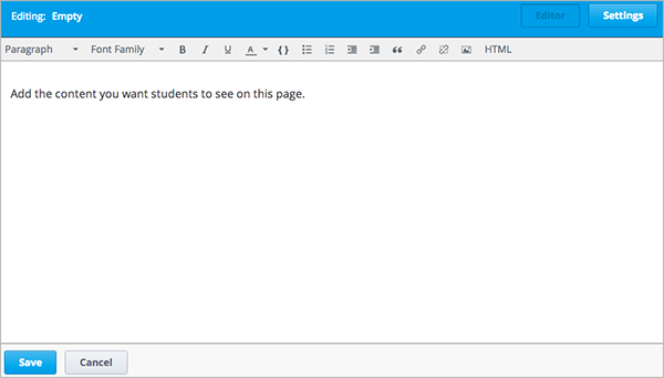 Image of the Page editor