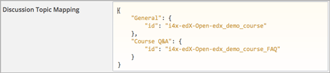 Policy value of {"General": {"id": "i4x-edX-Open-edx_demo_course"}, "Course Q&A": {"id": "i4x-edX-Open-edx_demo_course_faq"}}