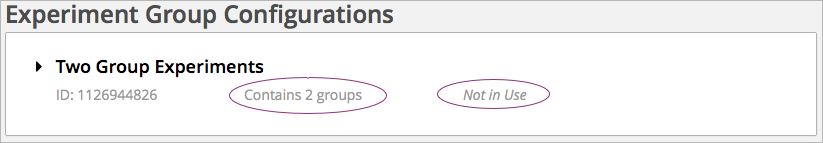 The Group Configurations page with one group configuration listed.