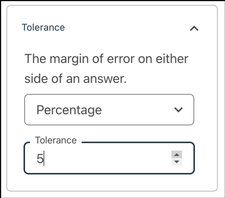 An example tolerance setting set to 5%.
