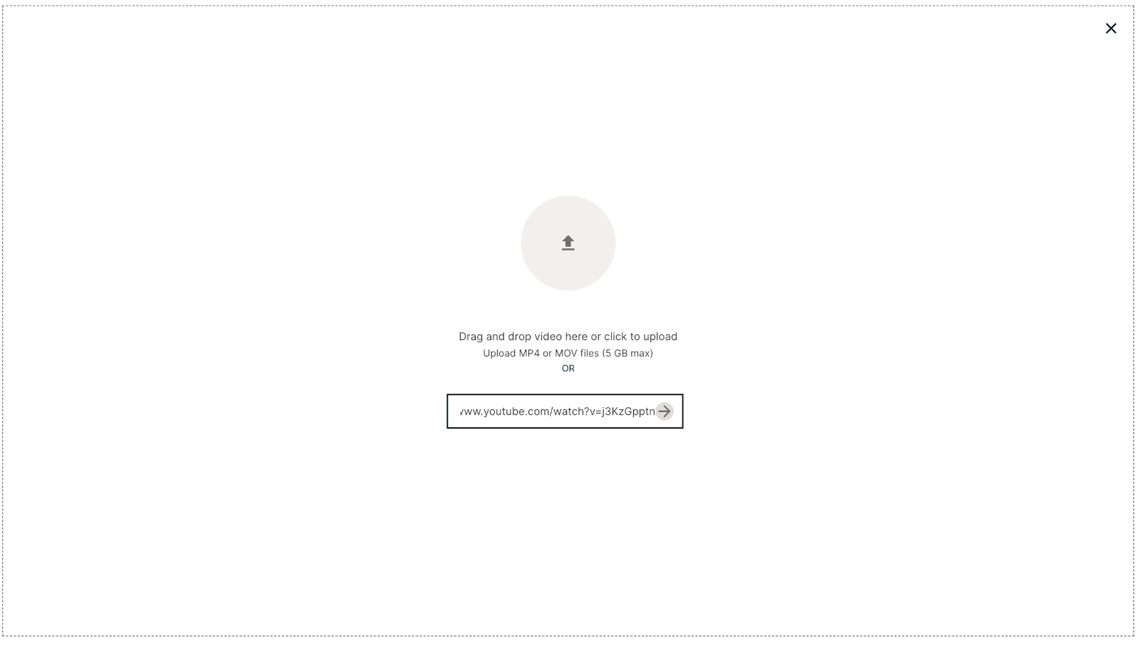 you can drag and drop a video here or upload MP4 or MOV files.