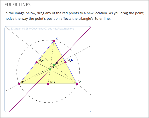 Iframe tool showing a Euler line exercise.