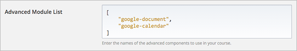 Advanced modules setting for Google Calendars