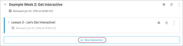 The outline with the New Subsection button circled