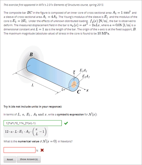 A problem requesting the symbolic expression and numerical evaluation of N(x) for a sleeved cylinder