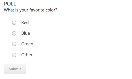 A poll asking if the learner's favorite color is red, green, blue, or other.