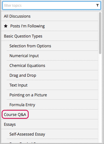Image of a new topic named Course Q&A in the list of discussion topics.