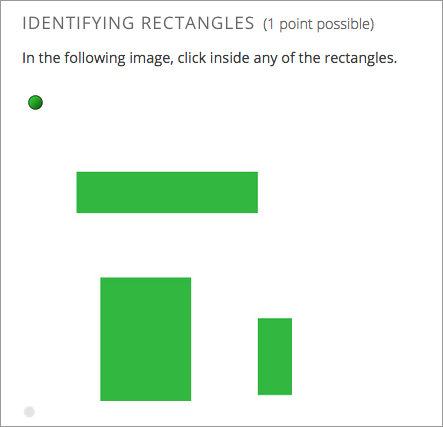 Problem that asks learners to click inside one of three rectangles