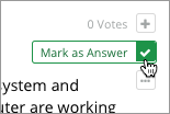 The "check mark" icon for marking a response as the correct answer to a question.