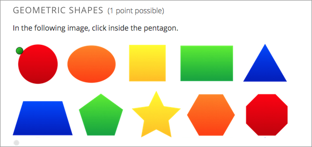 Problem that asks learners to click inside a pentagon.