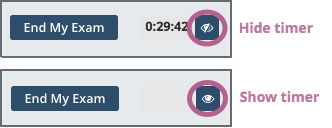 The End My Exam button next to an eye icon that shows and hides the exam timer.