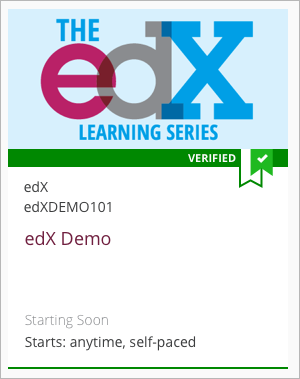 Image of DemoX course listing with a verified tag