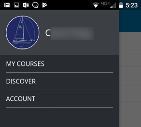The main menu of the edX mobile app, showing the My Courses, Discover, and Account options.